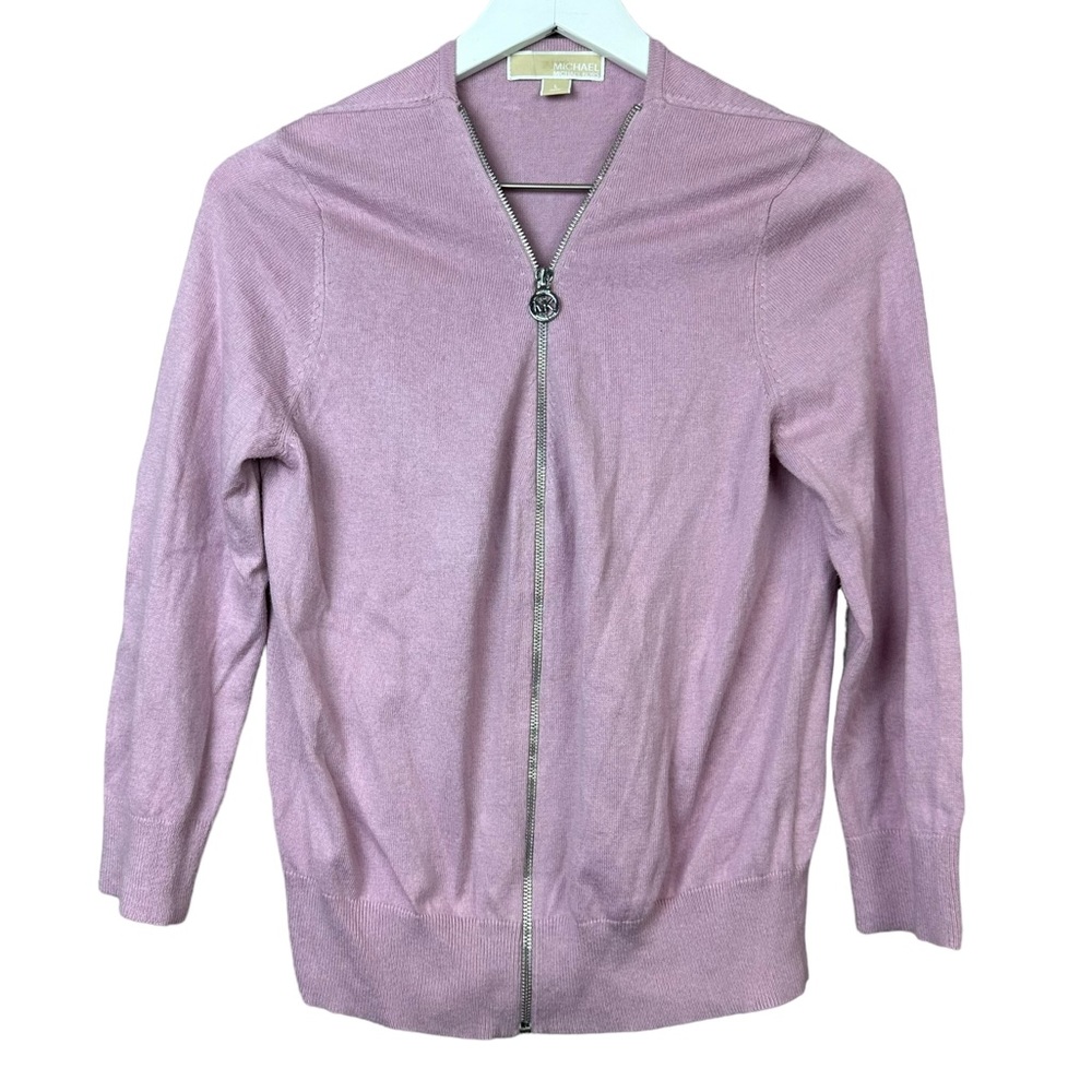 Michael Michael Kors Lavender Zip Cardigan Sweater Women Sz L - Picture 5 of 5